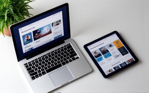 ノートパソコンとタブレットに表示されたウェブサイト
